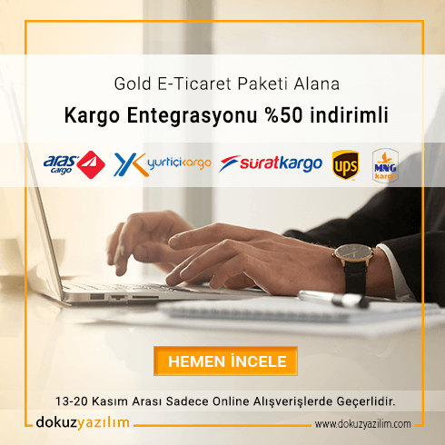 Gold E-Ticaret Paketi Alana Kargo Entegrasyonu %50
indirimli