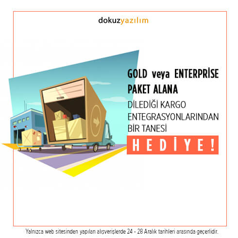 Enterprise veya Gold paket alana 1 kargo
entegrasyonu bedava